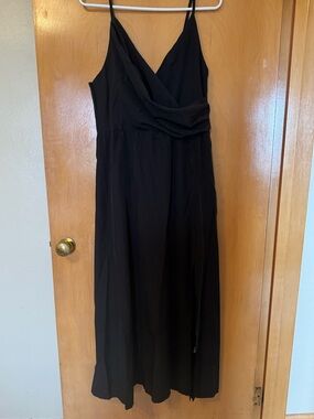 Classic Black Spaghetti-Strap Midi Dress